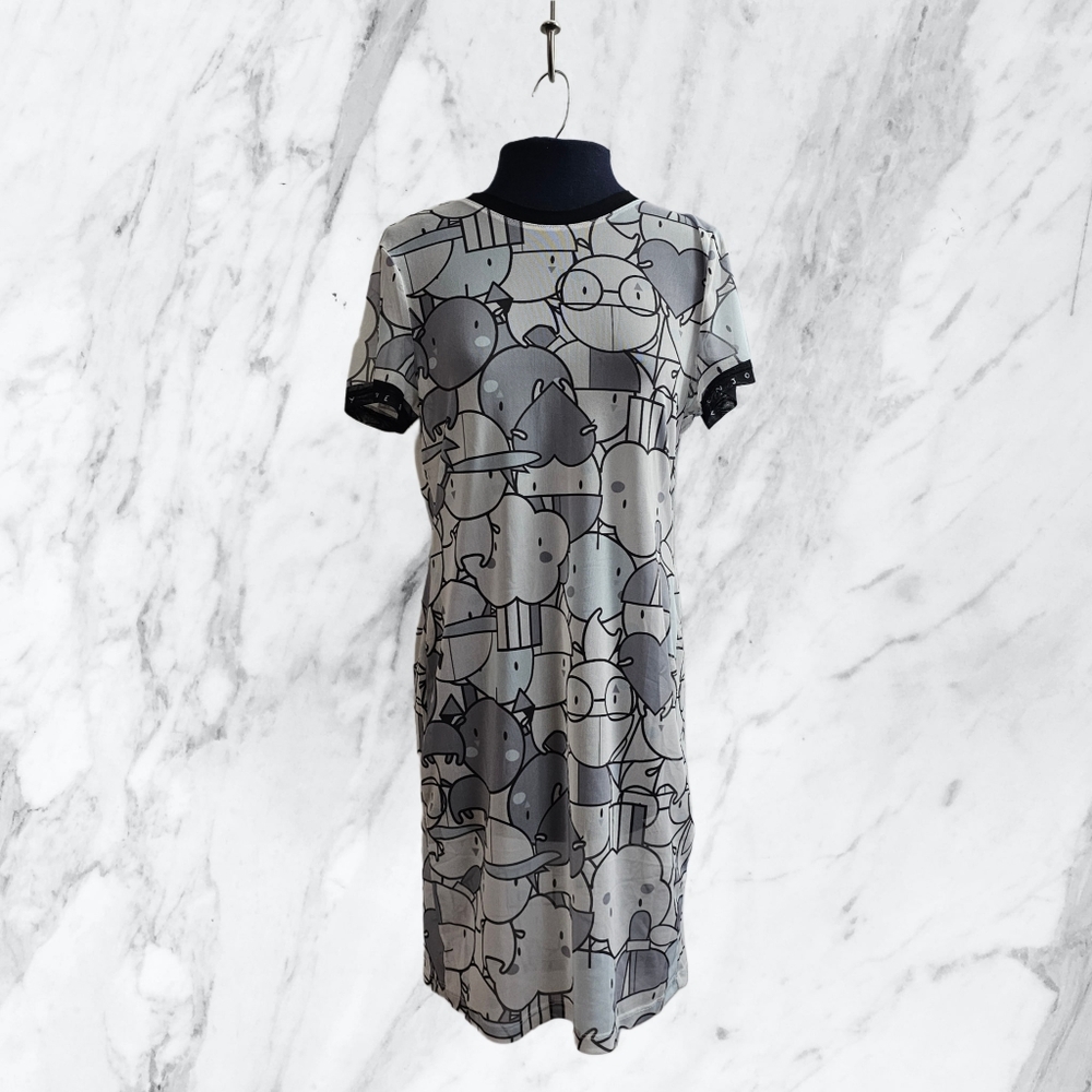 4/$20 Gray Cartoon Patterned Mesh Dress